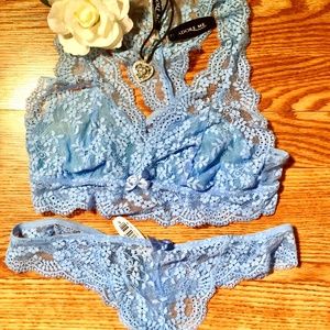 Periwinkle Blue size S Adore Me bralett and panty